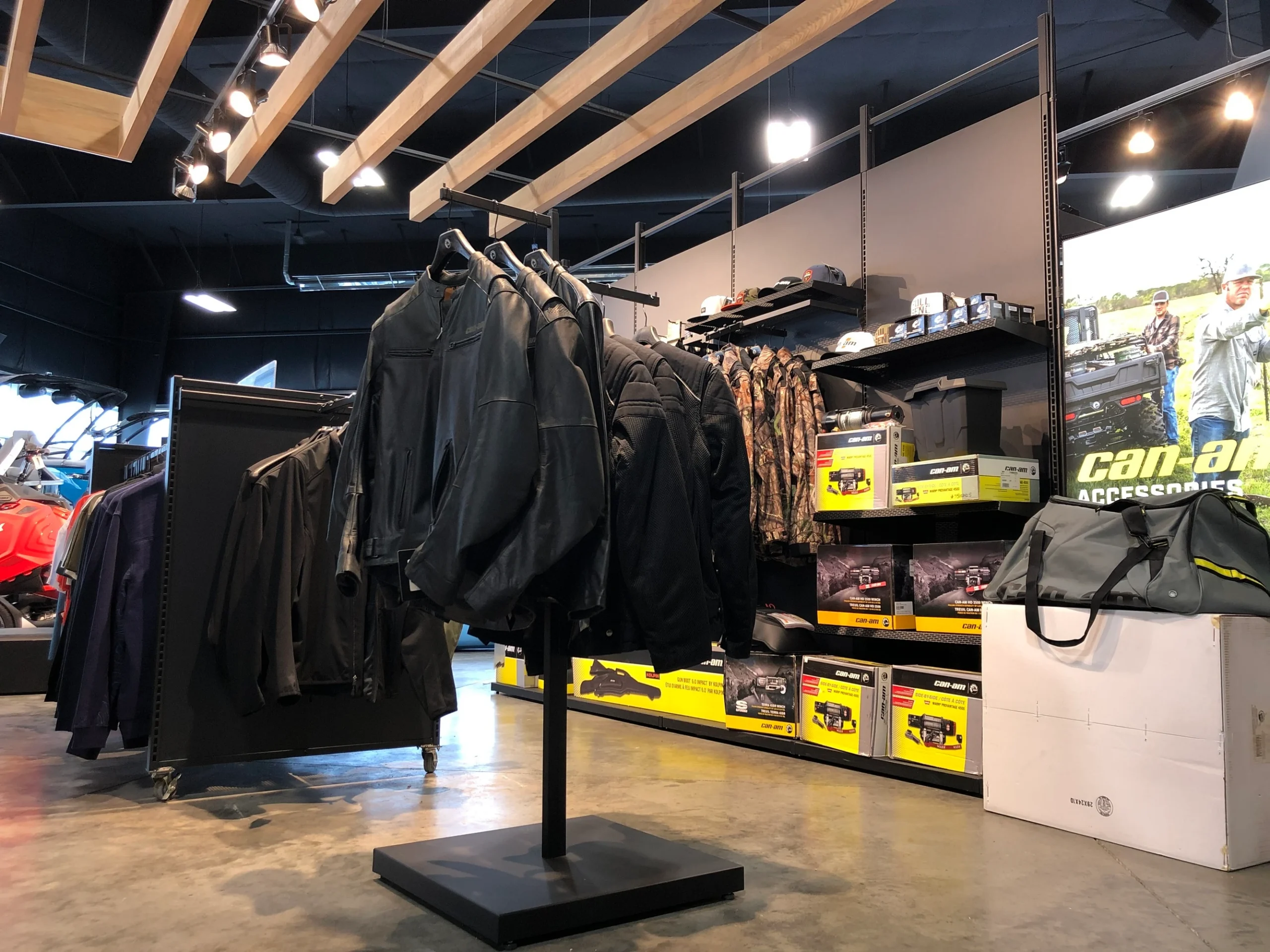Jackets and apparel on display at Moritz Sport and Marine