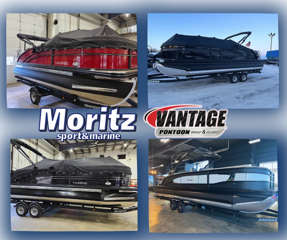 Pontoons fitted with Vantage wraps and Pontoon Guard at Moritz Sport and Marine